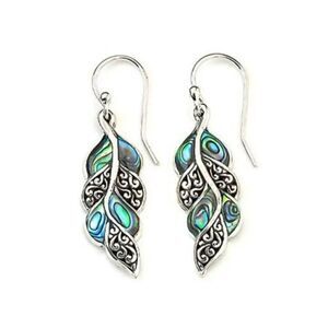 New - Leaf Design Dangle Earrings 925 Sterling Silver Plating
